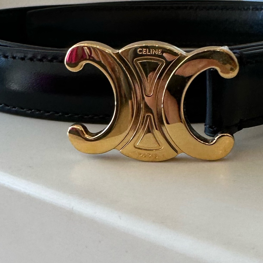 CELINE SMALL TRIOMPHE BELT IN TAURILLON LEATHER - Picture 8 of 13
